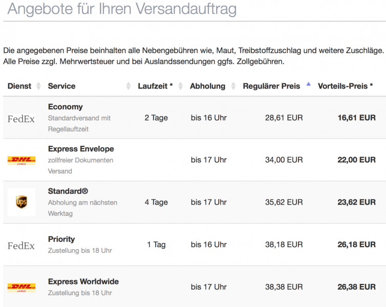 Laufzeiten und Preise nach Österreich